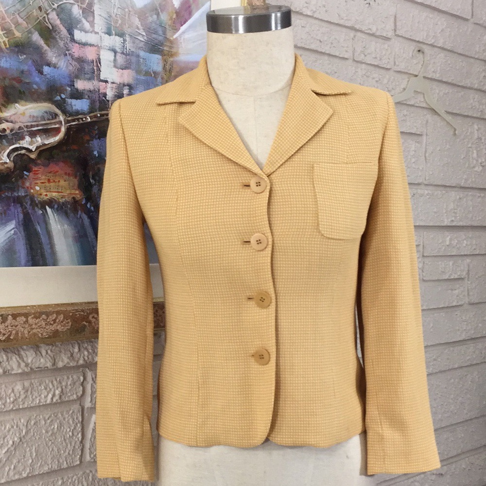 🌹Ann Taylor Yellow & White Blazer Jacket